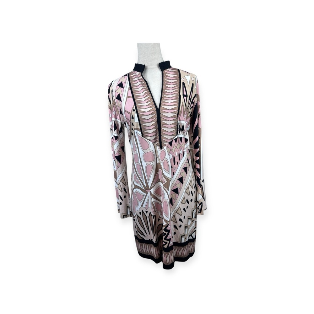 Boston Proper Pink and Black Patterned Dress